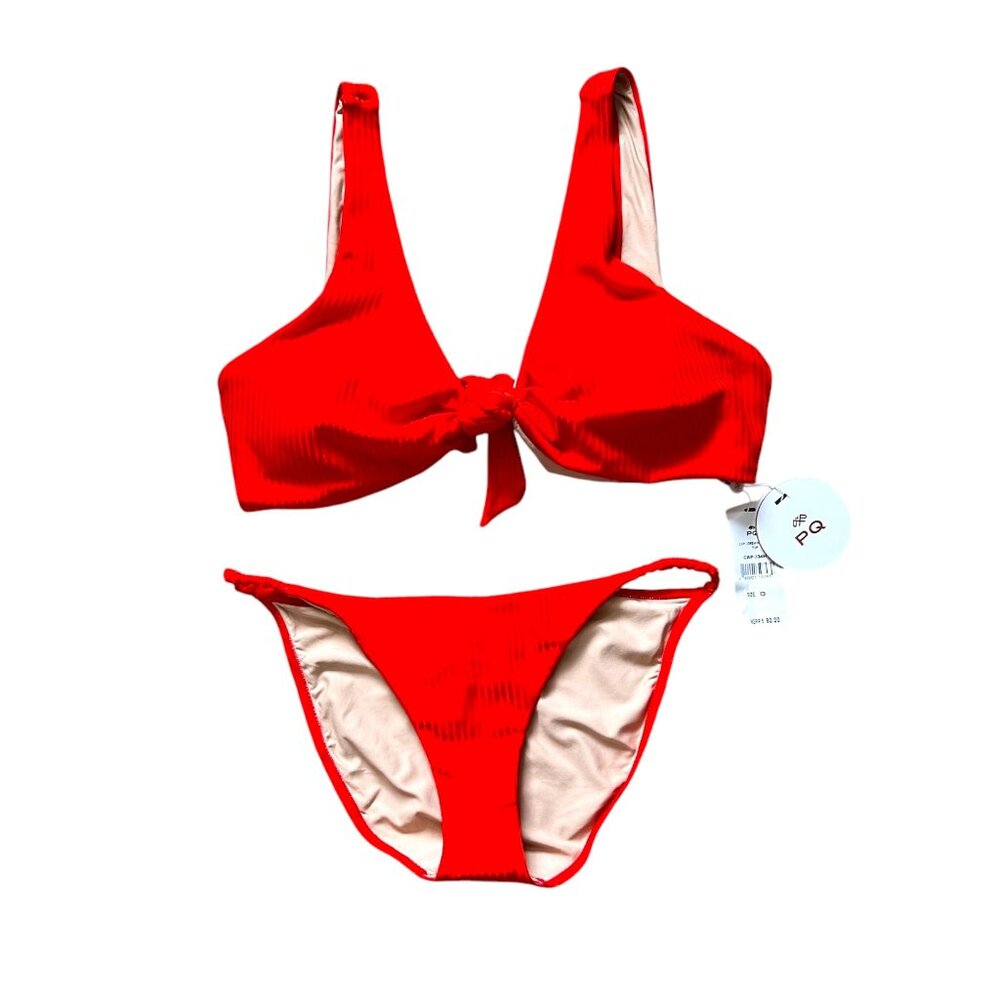 NEW PQ Swim Set: Drew Knot Tie Bikini Top Size D and Athena Bikini Bottom Size S